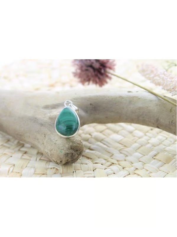 Pendentif Malachite" Argent 925 Forme goutte