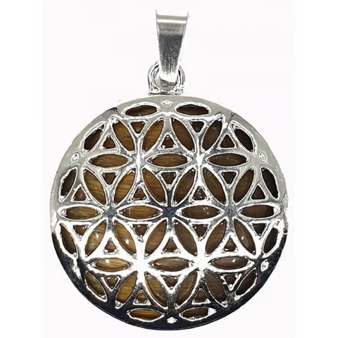 Pendentif fleur de vie oeil de tigre