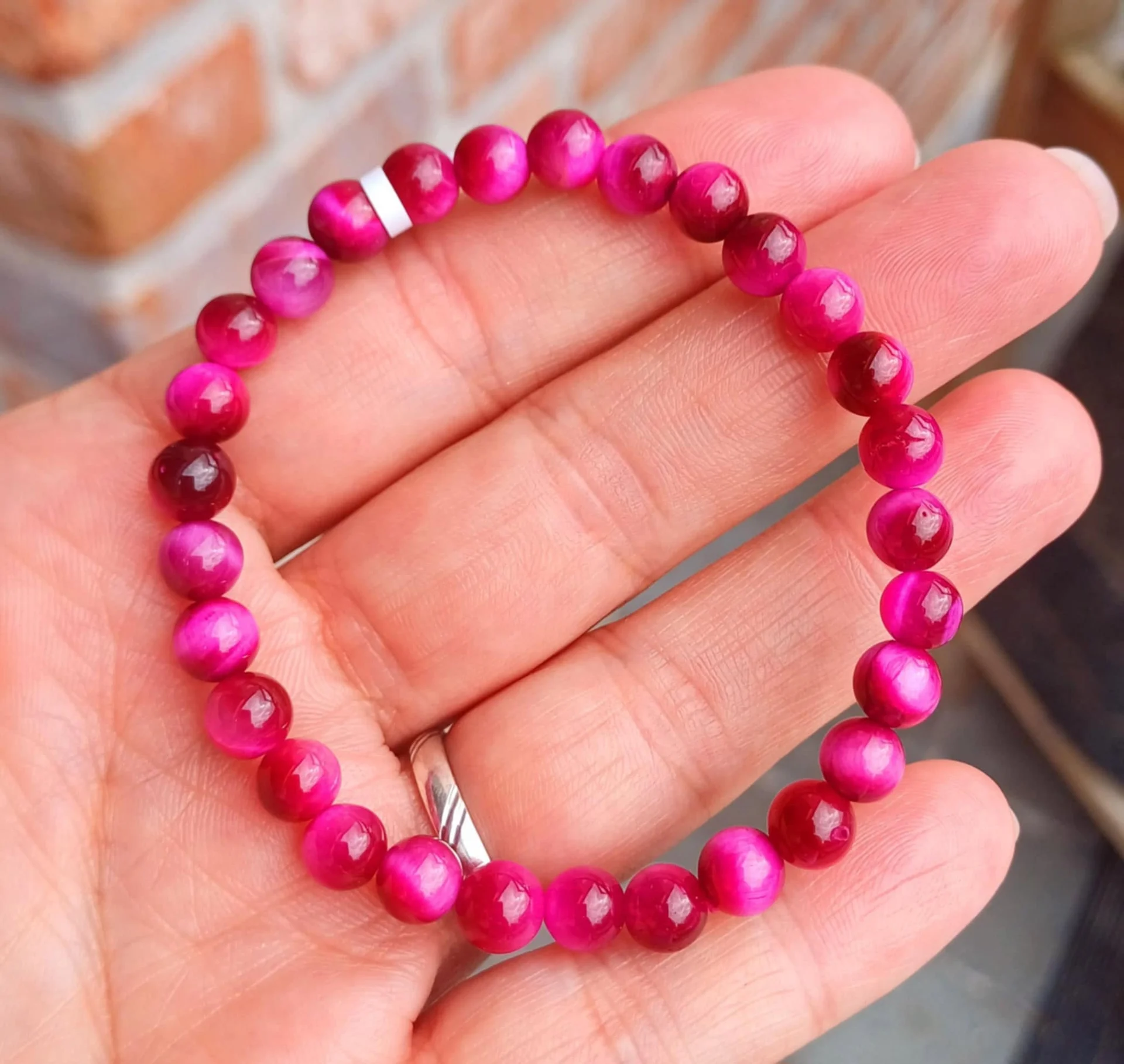 Bracelet en Œil de tigre rose chauffé