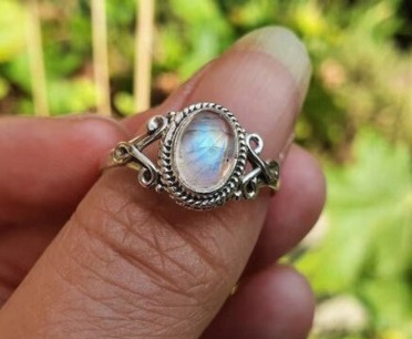 Bague Argent 925 – Pierre de Lune AA – T54