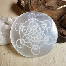 Plaque de sélénite – Géométrie sacrée de Métatron