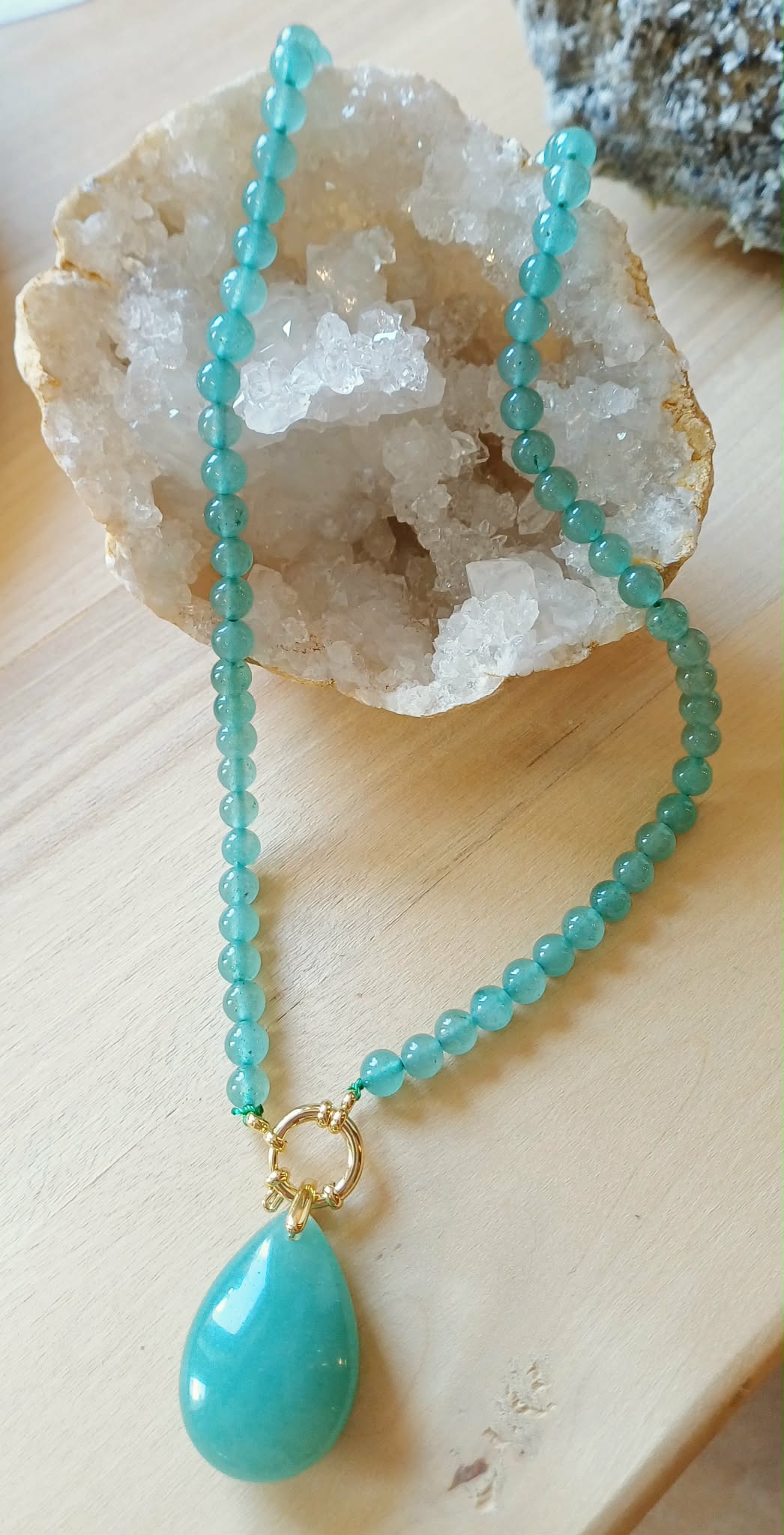 Collier en aventurine, composé de perles de 8 mm