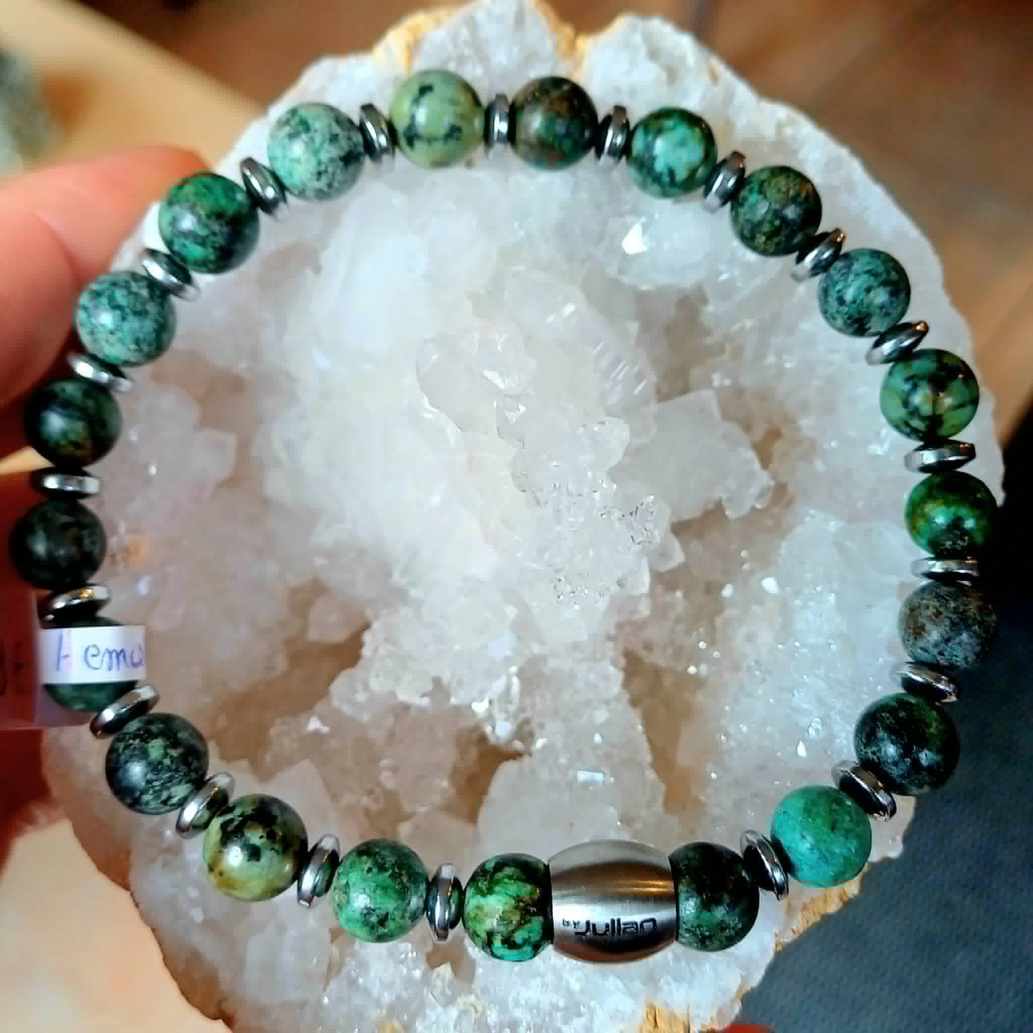 Bracelet homme en turquoise africaine et hématite