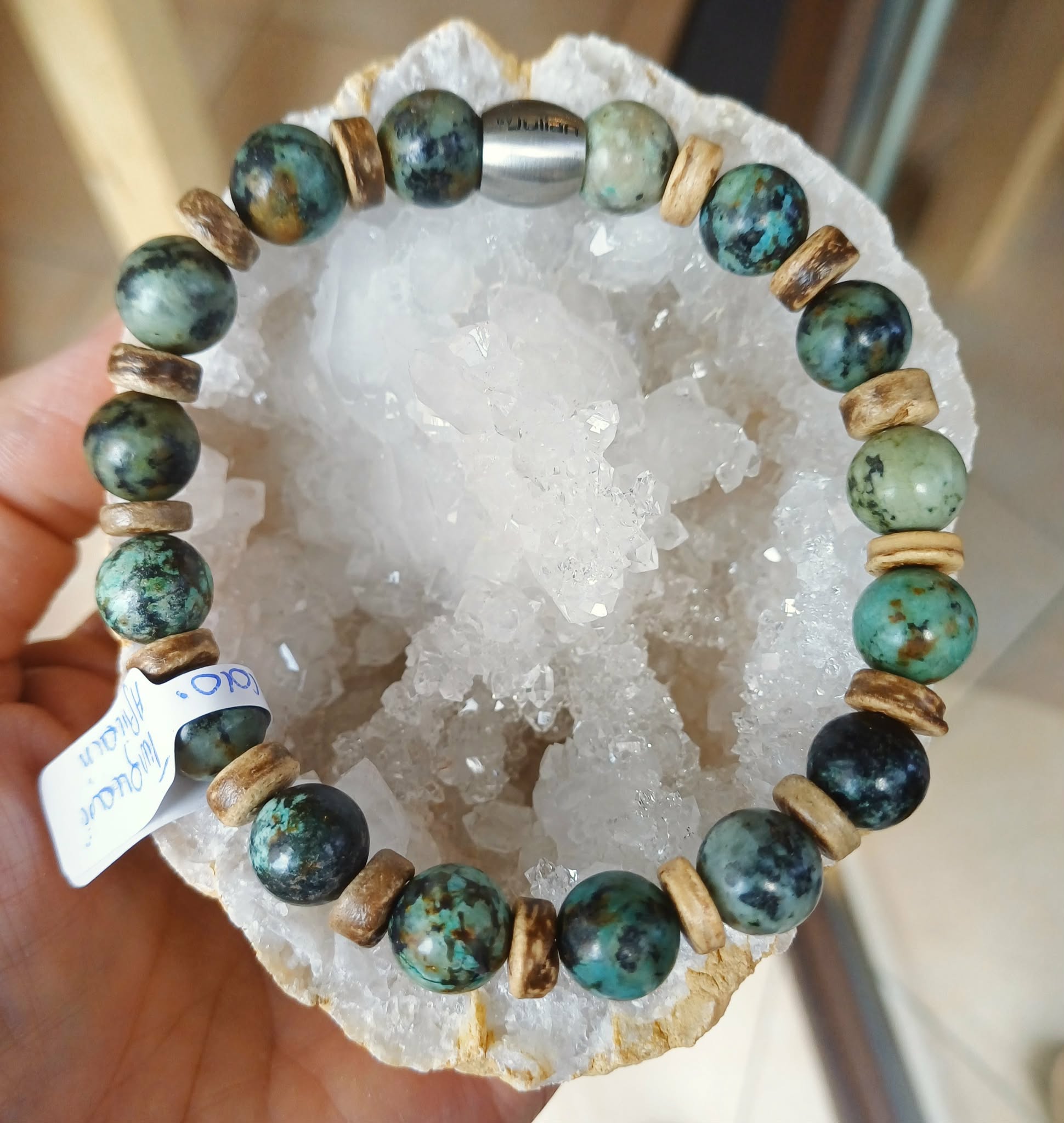 Bracelet en turquoise africaine et noix de coco
